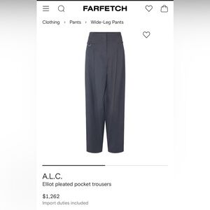 BNWT A.L.C Elliot Pleated Wide-Leg Trousers-Size 6- Luxury Designer